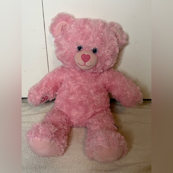 Build-A-Bear Other - Build A Bear Teddy Bear Plush Pink 16" Retired Plush Heart Nose Blue Eyes